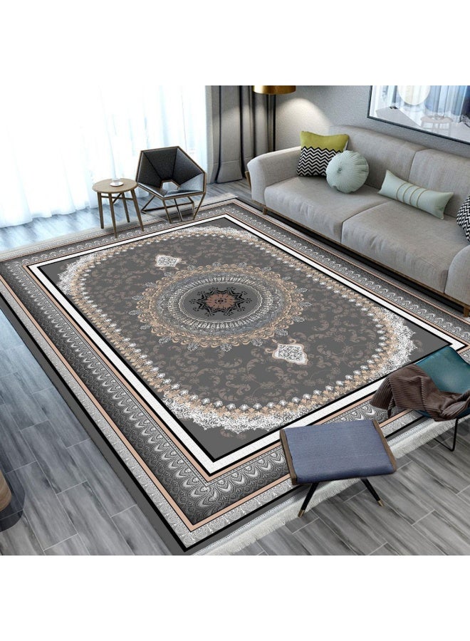 SMART HOME Large padded floor mat with a soft velvet surface and non-slip backing - Living room rug - Majlis rug - Lounge rug - Luxurious decorative rug - Elegant rug with modern patterns for living rooms and majlis - Size 350x250 cm - Suitable for everyday use and entertaining - Image 2